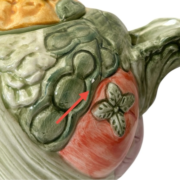 Vtg 1980's FITZ & FLOYD Vegetable Garden Ceramic Teapot w/ Lid 40 oz Multicolor - Picture 9 of 10